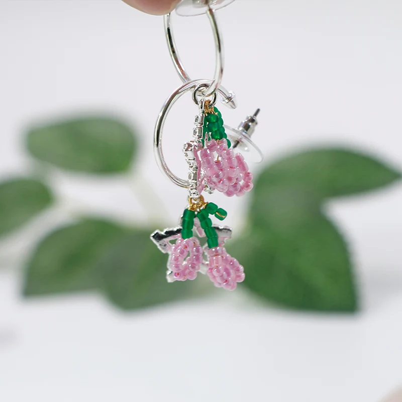 Diamond Stars and Beads Flower Earrings