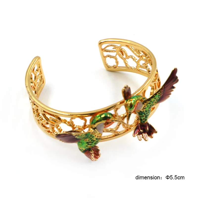 Gold Plated Enamel Fly-Birds Bracelet