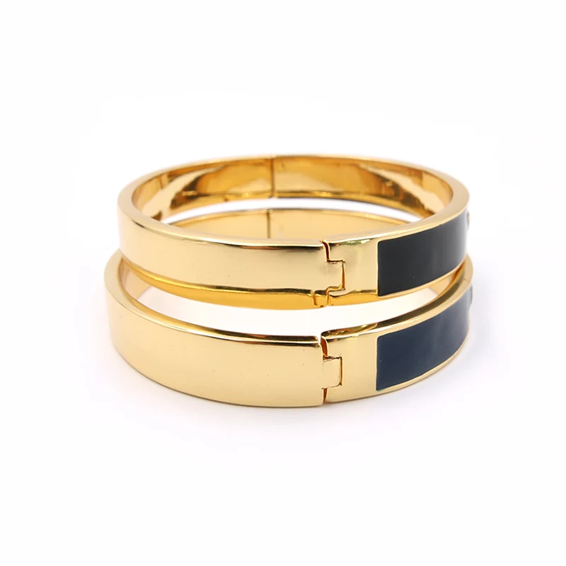 Gold Plated Opening Enamel Brass Bracelet