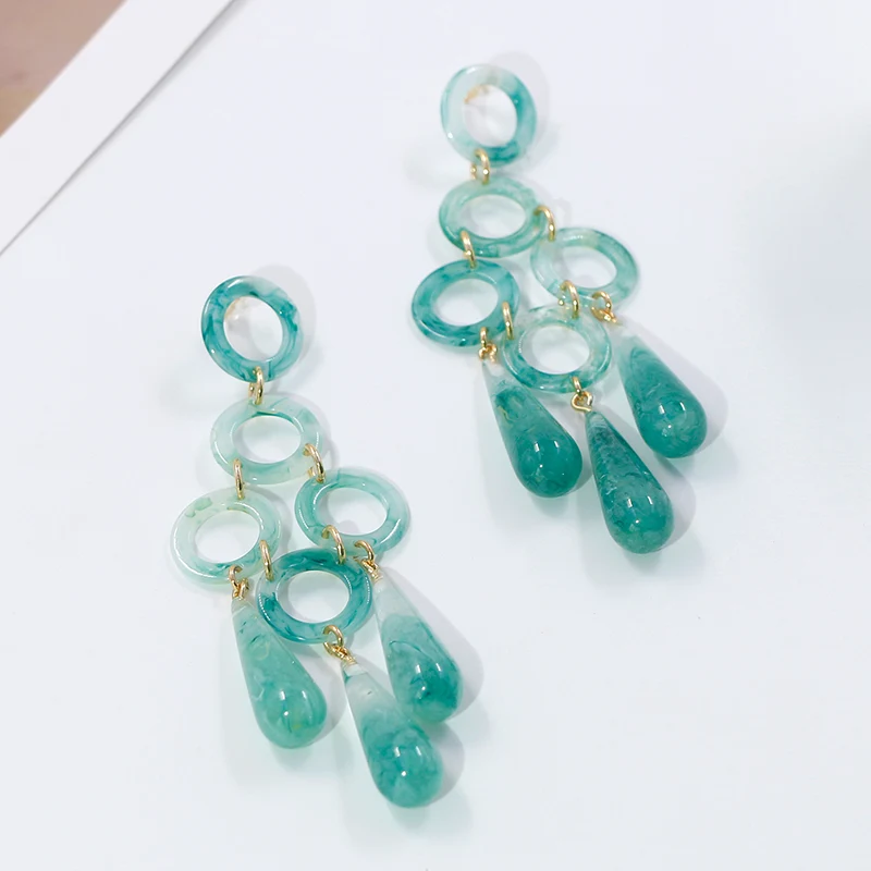 Multi Resin Ring Earrings