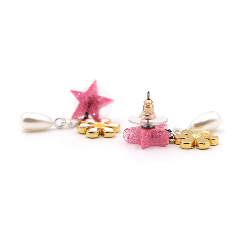 Five Pointed Star Flower Earrings