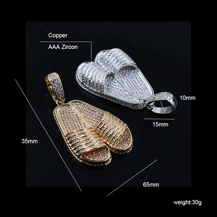 Slippers Hip Hop Style Zircon Pendant