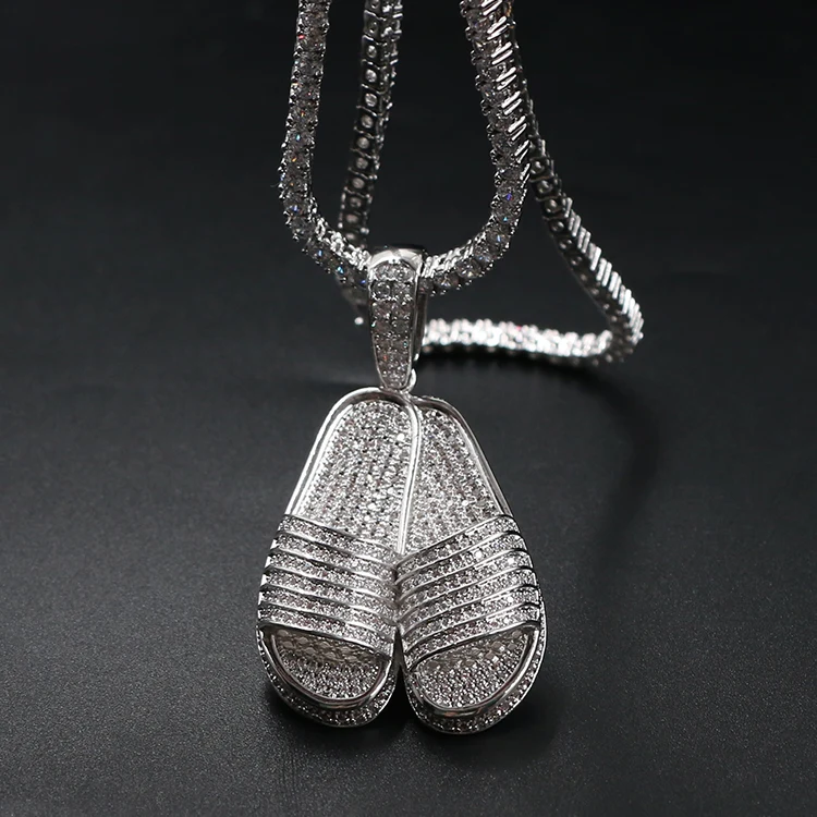 Slippers Hip Hop Style Zircon Pendant