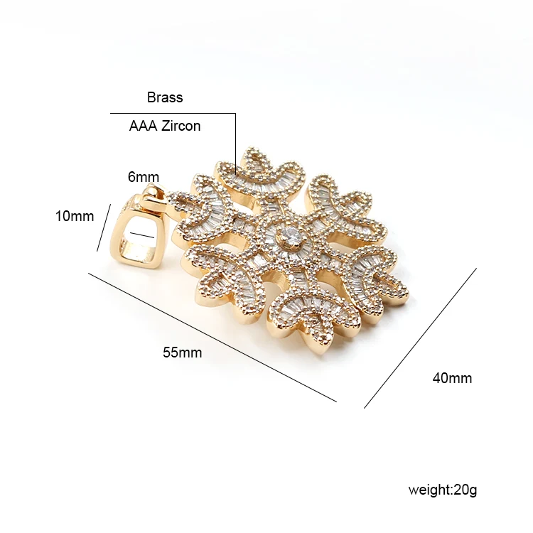 Snowflake Zircon Brass Pendant
