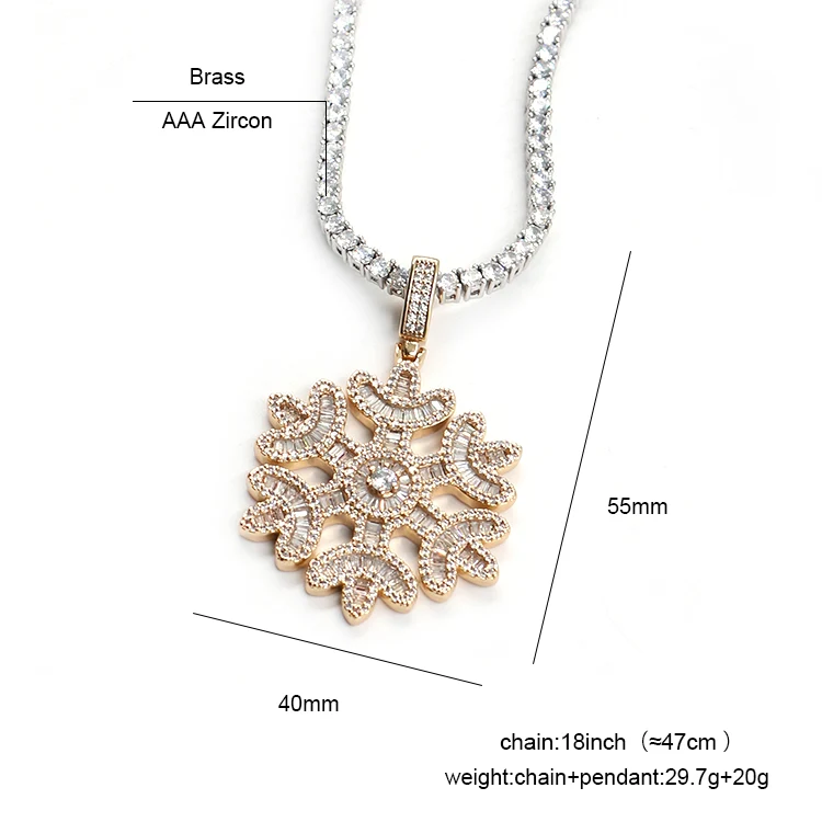 Snowflake Zircon Brass Pendant