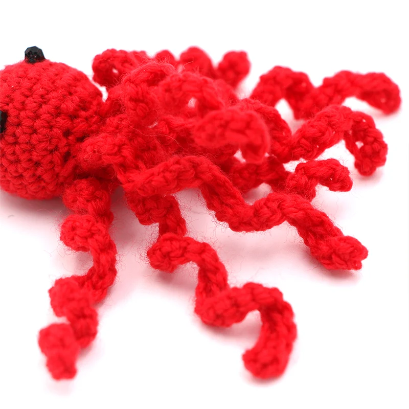 Red Fluffy Octopus Keychain
